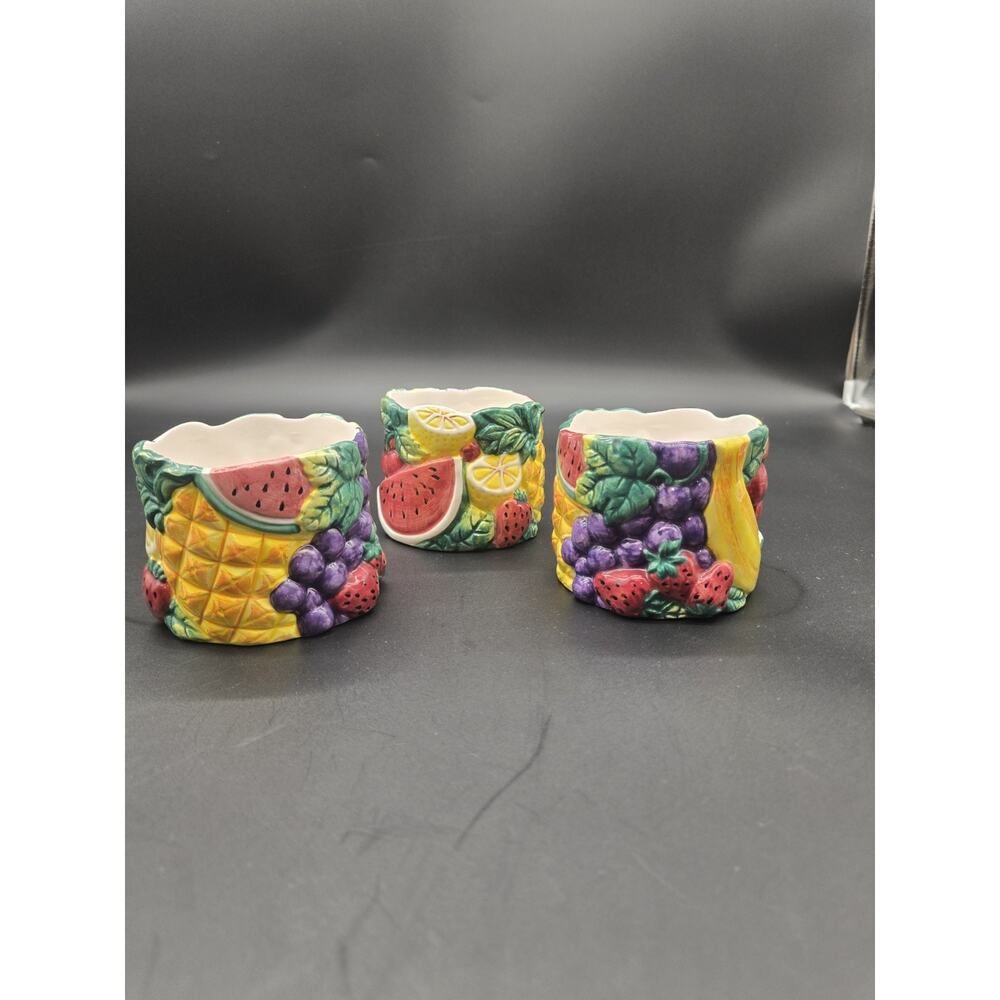 Cooks Club Coffee Tea Cup Fruit Grape Apple Pear Very Nice Set Of 3